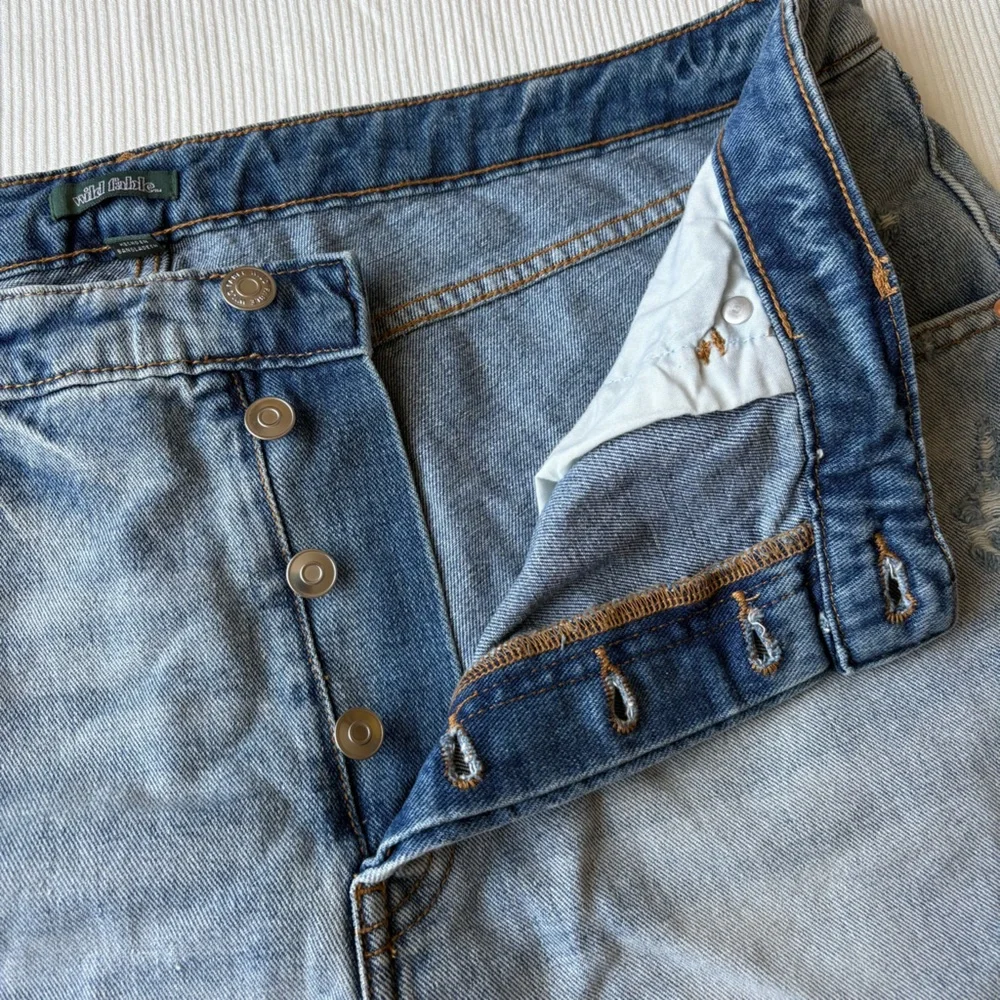 Super High-Rise Cutoff Jean Shorts 4 Button Fly Medium Wash Denim Wild Fable